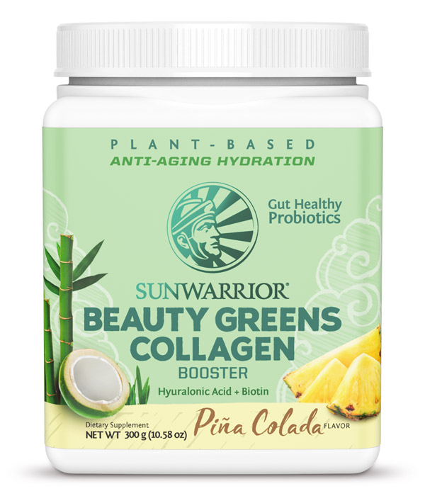 Sunwarrior Beauty Greens Collagen Booster Piña colada 300g i gruppen Helse / Kosttilskudd / Kollagenet hos Rawfoodshop Scandinavia AB (1427)