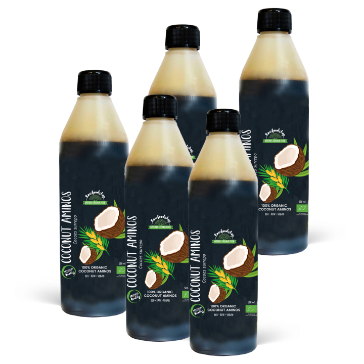 Kokos Aminos ØKO 500ml x 5 flasker i gruppen Råvarer & Drikke / Spiskammer / Smaksetting / Soya og sauser hos Rawfoodshop Scandinavia AB (17310-SET5)