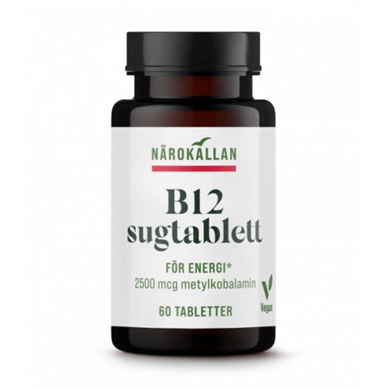 B12 sugetablett 60stk i gruppen Helse / Kosttilskudd / Vitaminer / Enkle vitaminer hos Rawfoodshop Scandinavia AB (1751)