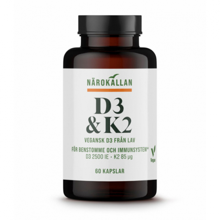 D3 + K2 Vitamin 60 kaps i gruppen Helse / Kosttilskudd / Vitaminer / Enkle vitaminer hos Rawfoodshop Scandinavia AB (1877)