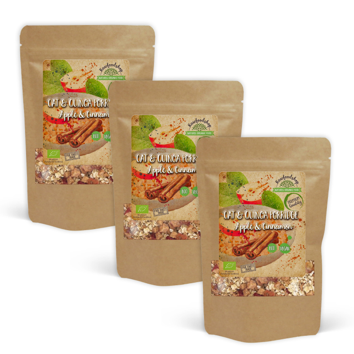 Havre- & Quinoagrøt med Eple og Kanel ØKO 500g x 3 pakker i gruppen Råvarer & Drikke / Spiskammer / Granola & Grøt hos Rawfoodshop Scandinavia AB (200125-SET3)