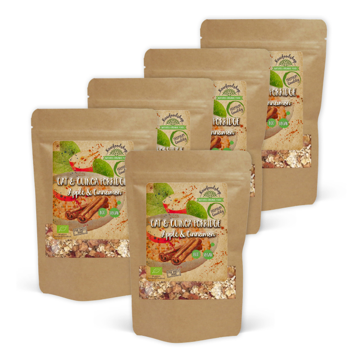Havre- & Quinoagrøt med Eple og Kanel ØKO 500g x 5 pakker i gruppen Råvarer & Drikke / Spiskammer / Granola & Grøt hos Rawfoodshop Scandinavia AB (200125-SET5)