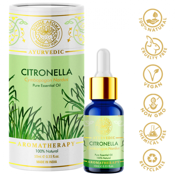 Eterisk Olje Citronella 10ml i gruppen Kroppspleie / DIY Råvarer / Essensielle oljer hos Rawfoodshop Scandinavia AB (20066)