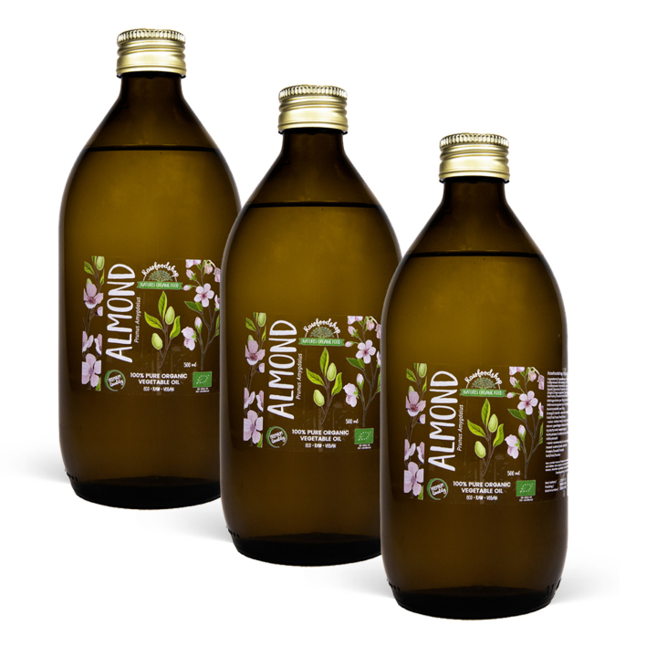 Mandelolje kaldpresset ØKO 50ml x 3 flasker i gruppen Hud & Kropp / Naturlig DIY / Vegetabilske oljer hos Rawfoodshop Scandinavia AB (2081201-SET3)