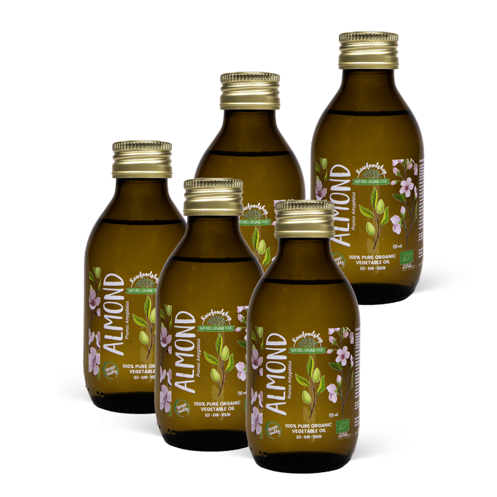 Mandelolje kaldpresset ØKO 150ml x 5 flasker i gruppen Råvarer & Drikke / Nøtter / Nøtteoljer / Mandelolje hos Rawfoodshop Scandinavia AB (2081202-SET5)
