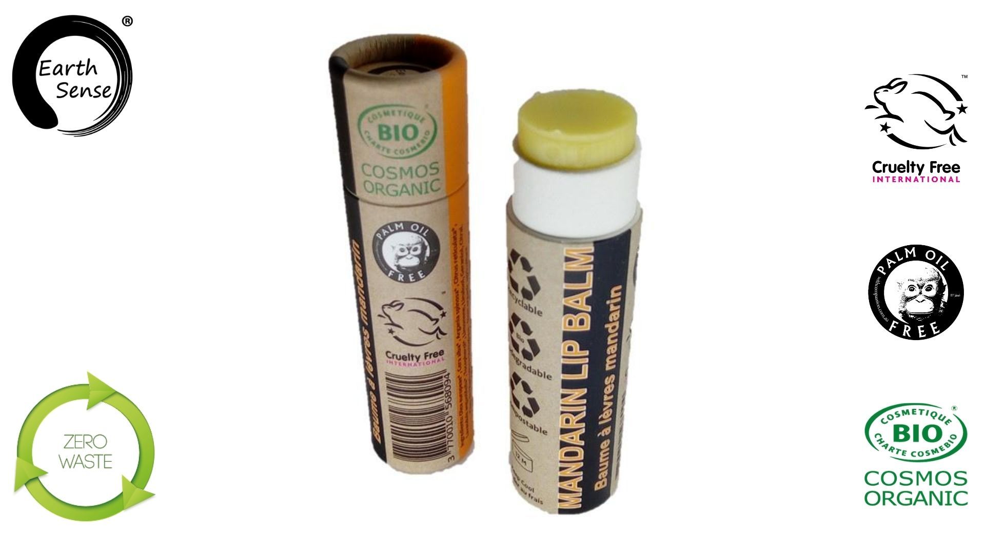Earth Sense Lip Balm Mandarin 15ml i gruppen Hud & Kropp / Ansikte / Leppepleie hos Rawfoodshop Scandinavia AB (211126)