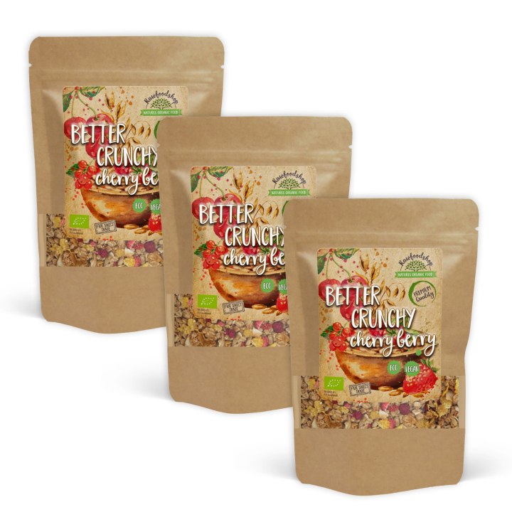 Better Crunchy - Cherry Berry ØKO 500g x 3 pakker i gruppen Råvarer & Drikke / Spiskammer / Granola & Grøt hos Rawfoodshop Scandinavia AB (21411500-SET3)