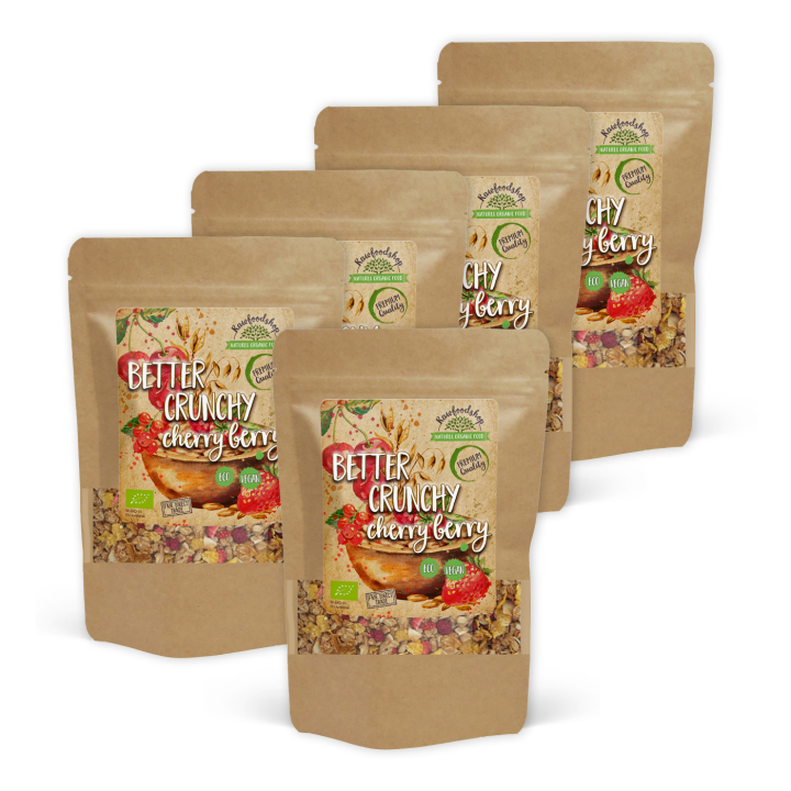 Better Crunchy - Cherry Berry ØKO 500g x 5 pakker i gruppen Råvarer & Drikke / Spiskammer / Granola & Grøt hos Rawfoodshop Scandinavia AB (21411500-SET5)