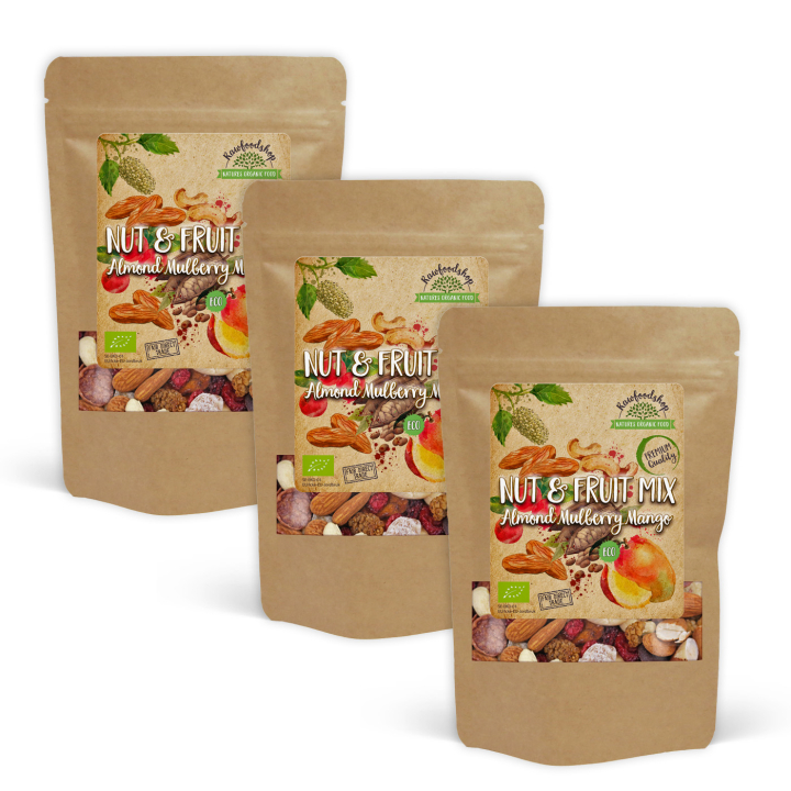 Nøtt- & Fruktmix Mandel Morbær Mango ØKO 500g x 3 pakker i gruppen Råvarer & Drikke / Godteri og sjokolade / Snacks hos Rawfoodshop Scandinavia AB (214165-SET3)