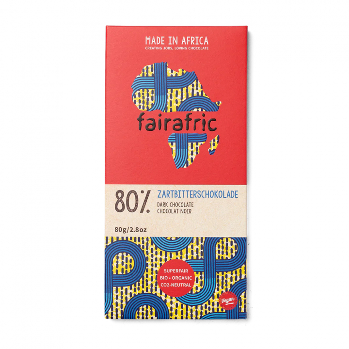 Fairafric - Mørk Sjokolade 80% 80g i gruppen Råvarer & Drikke / Godteri og sjokolade / Sjokolade og bars hos Rawfoodshop Scandinavia AB (22295)