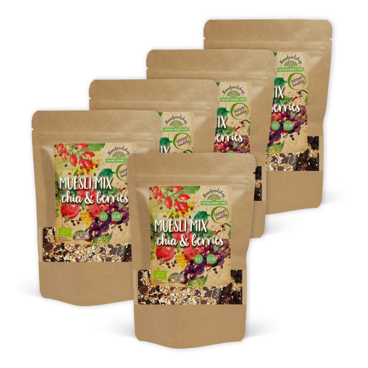 Muslimix med Chia & Bær ØKO 400g x 5 pakker i gruppen Råvarer & Drikke / Spiskammer / Granola & Grøt hos Rawfoodshop Scandinavia AB (27012-SET5)