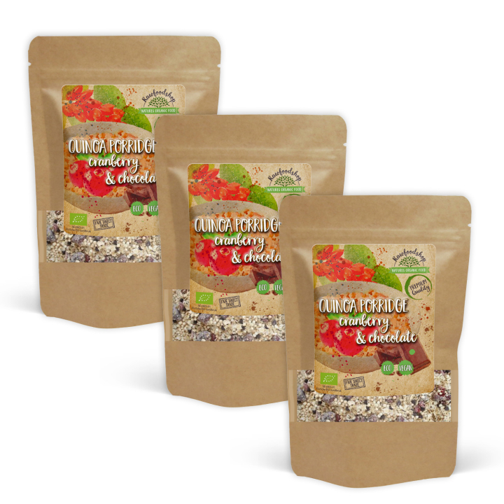 Quinoagrøt Tranebær & Sjokolade ØKO 400g x 3 pakker i gruppen Råvarer & Drikke / Spiskammer / Granola & Grøt hos Rawfoodshop Scandinavia AB (27028-SET3)