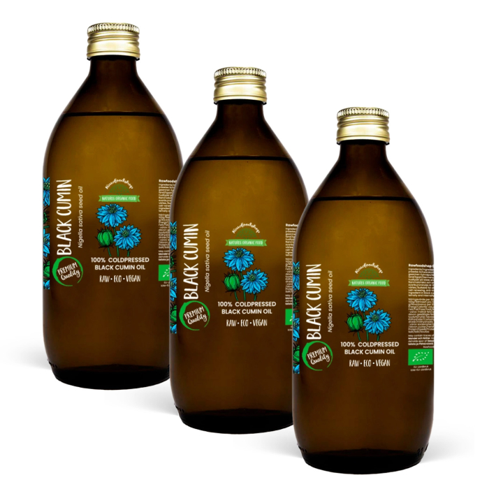 Svartfrøolje kaldpresset ØKO 50ml x 3 flasker i gruppen Hud & Kropp / Naturlig DIY / Vegetabilske oljer hos Rawfoodshop Scandinavia AB (300441-SET3)