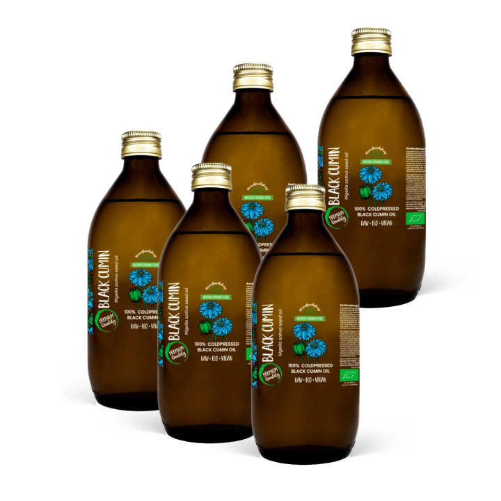 Svartfrøolje kaldpresset ØKO 150ml x 5 flasker i gruppen Hud & Kropp / Naturlig DIY / Vegetabilske oljer hos Rawfoodshop Scandinavia AB (300442-SET5)