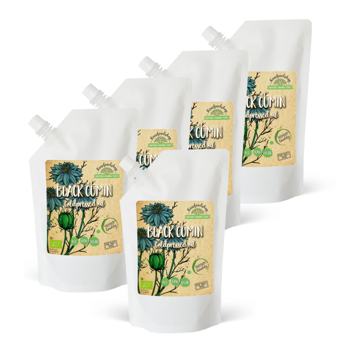 Svartfrøolje kaldpresset ØKO 1000ml x 5 flasker i gruppen Hud & Kropp / Naturlig DIY / Vegetabilske oljer hos Rawfoodshop Scandinavia AB (300444-SET5)