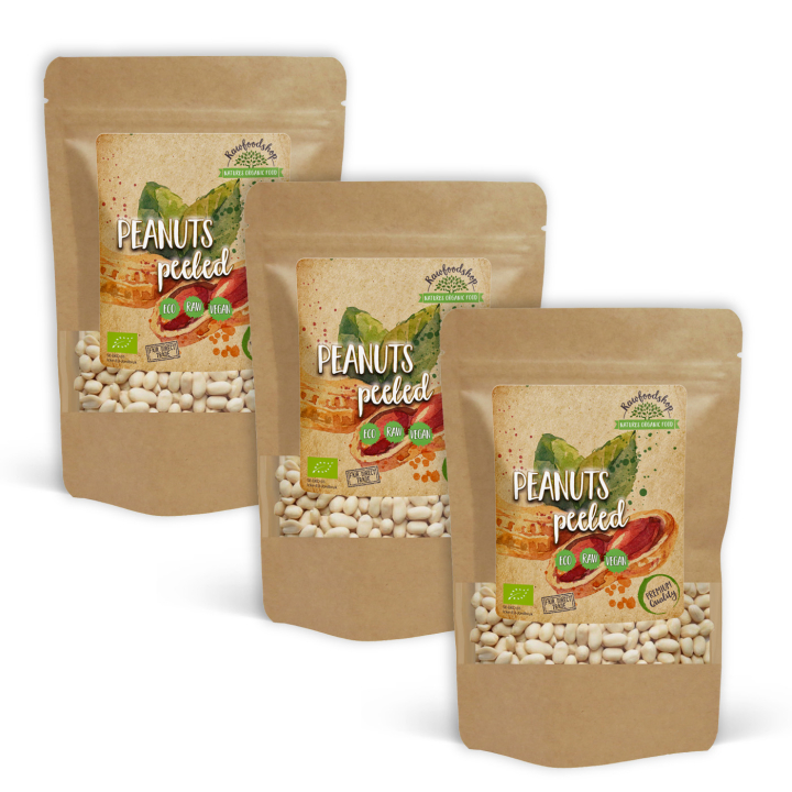 Peanøtter Premium Skrelt RAW ØKO 500g x 3 pakker i gruppen Råvarer & Drikke / Nøtter / Peanøtter hos Rawfoodshop Scandinavia AB (3409-SET3)