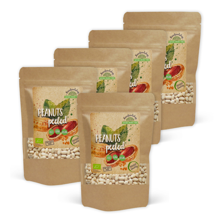 Peanøtter Premium Skrelt RAW ØKO 500g x 5 pakker i gruppen Råvarer & Drikke / Nøtter / Peanøtter hos Rawfoodshop Scandinavia AB (3409-SET5)