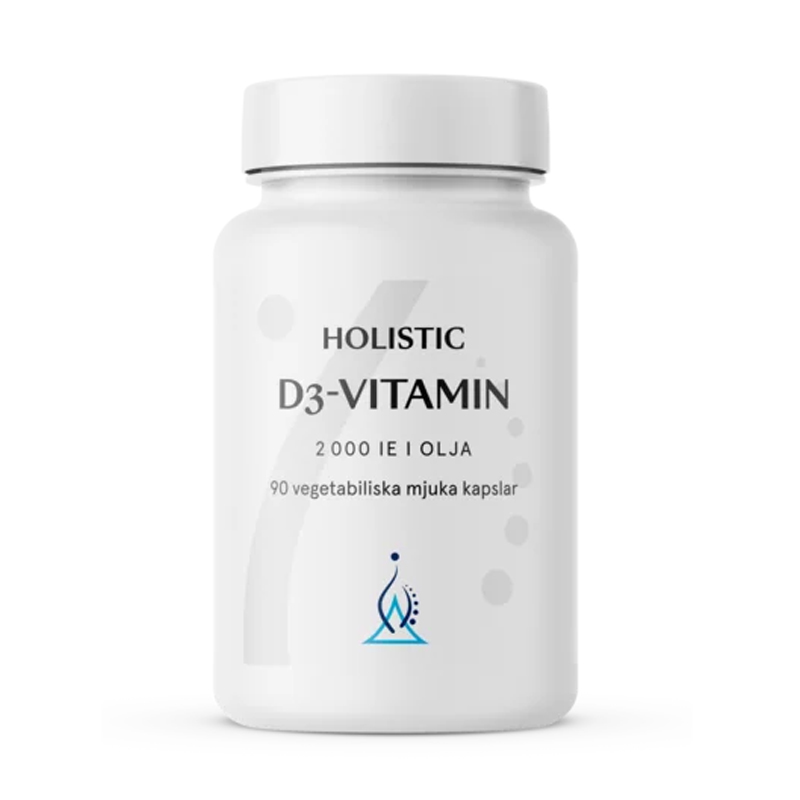 Holistic D3-vitamin 2000 i kokosolje 90 kapsler i gruppen Helse / Kosttilskudd / Vitaminer / Enkle vitaminer hos Rawfoodshop Scandinavia AB (4144)