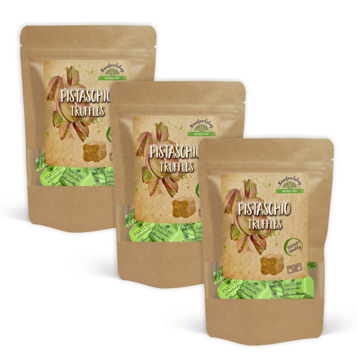 Pistasjtrøfler 100g x 3 pakker i gruppen Råvarer & Drikke / Godteri og sjokolade / Sjokolade og bars hos Rawfoodshop Scandinavia AB (5006100-SET3)