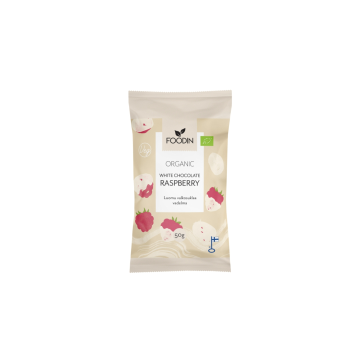 Bringebær i Hvit Sjokolade ØKO 50g i gruppen Råvarer & Drikke / Godteri og sjokolade / Snacks hos Rawfoodshop Scandinavia AB (6430048230048)