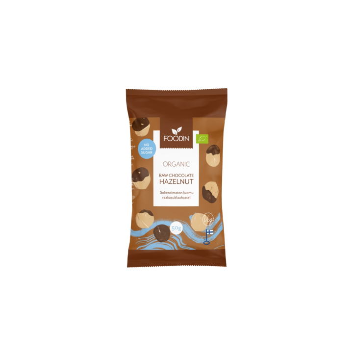 Hasselnøtter i Råsjokolade Sukkerfri ØKO 50g i gruppen Råvarer & Drikke / Godteri og sjokolade / Snacks hos Rawfoodshop Scandinavia AB (6430048235449)