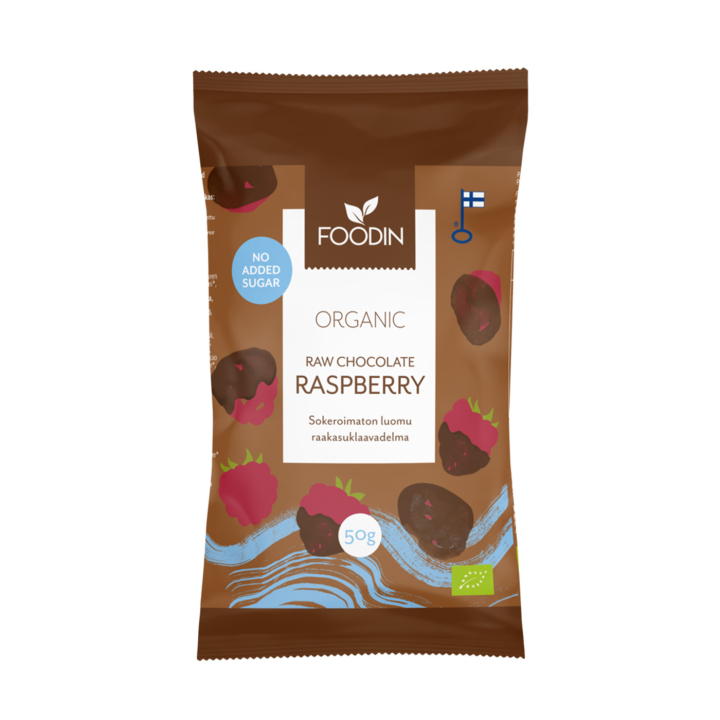 Bringebær i Råsjokolade uten tilsatt sukker ØKO 50g i gruppen Råvarer & Drikke / Godteri og sjokolade / Snacks hos Rawfoodshop Scandinavia AB (6430048235531)