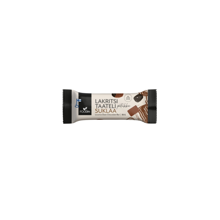 Dadlebar Lakris Sjokolade 35g i gruppen Råvarer & Drikke / Godteri og sjokolade / Sjokolade og bars hos Rawfoodshop Scandinavia AB (6430048238631)