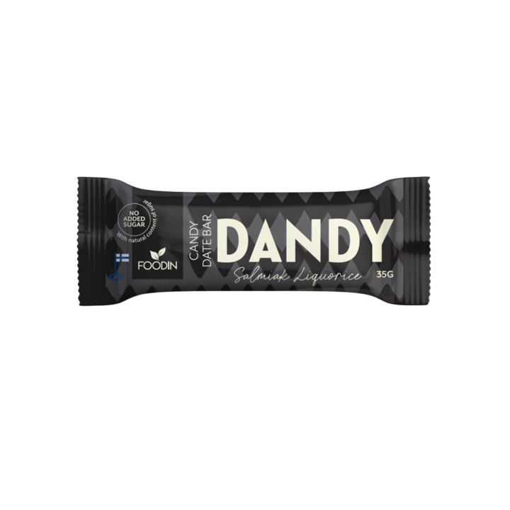 Dandy Daddelbar Salmiakklakris 35g i gruppen Råvarer & Drikke / Godteri og sjokolade / Sjokolade og bars hos Rawfoodshop Scandinavia AB (6430048239829)