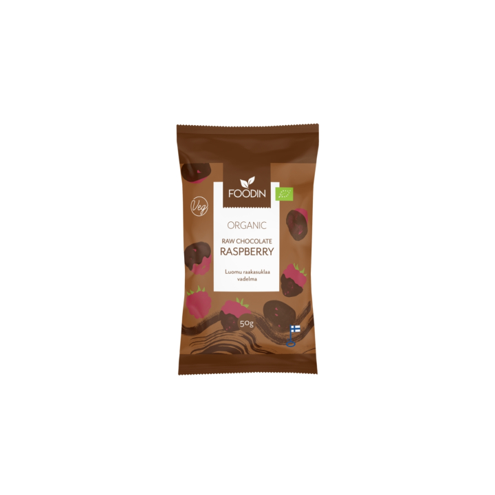Bringebær i Råsjokolade ØKO 50g i gruppen Råvarer & Drikke / Godteri og sjokolade / Snacks hos Rawfoodshop Scandinavia AB (6430055218886)