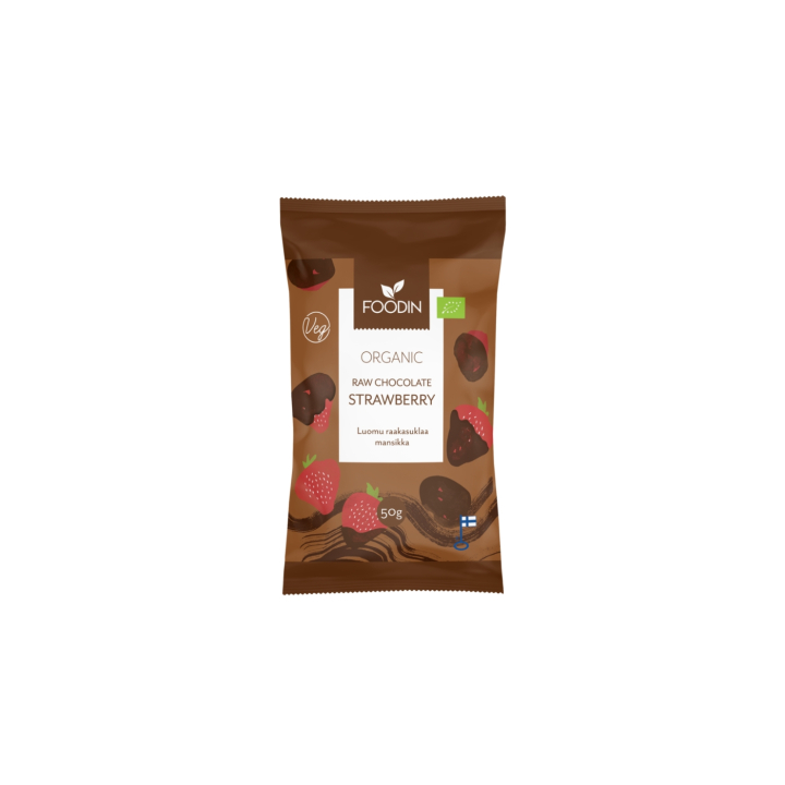 Jordbær i Råsjokolade ØKO 50g i gruppen Råvarer & Drikke / Godteri og sjokolade / Snacks hos Rawfoodshop Scandinavia AB (6430055219142)