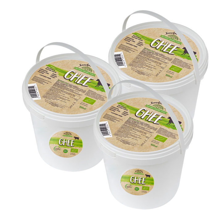 Ghee ØKO 1000 ml x 3 bokser i gruppen Råvarer & Drikke / Spiskammer / Smør & Kremede Pålegg hos Rawfoodshop Scandinavia AB (8591351-SET3)