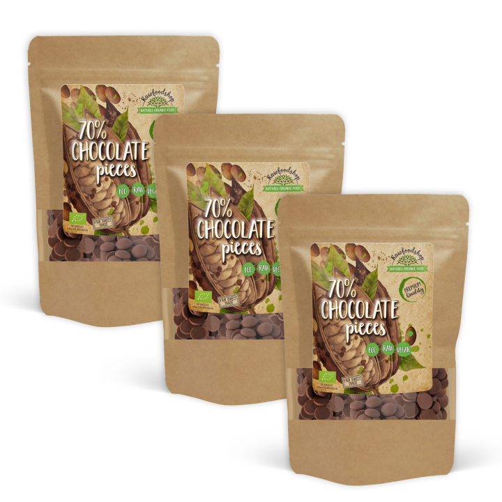 Sjokoladeknapper fra Peru 70% ØKO 100g x 3 pakker i gruppen Råvarer & Drikke / Baking / Kakaoprodukter hos Rawfoodshop Scandinavia AB (AB042-SET3)