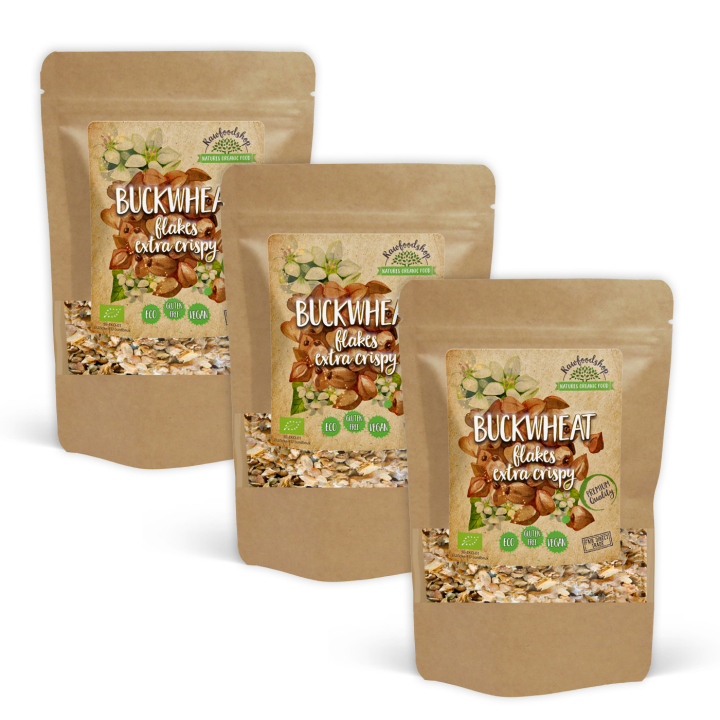 Bokhvete flakes Sprø ØKO 200g x 3 pakker i gruppen Råvarer & Drikke / Baking / Korn og flak hos Rawfoodshop Scandinavia AB (BFK20-SET3)