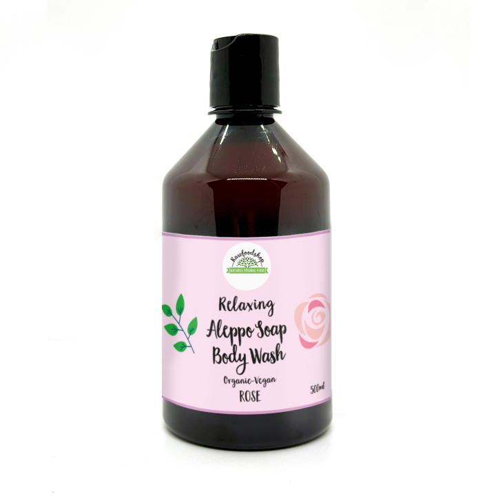 Aleppo Flytende Såpe Rose ØKO 500ml i gruppen Hud & Kropp / Kropp / Dusjsåpe hos Rawfoodshop Scandinavia AB (BN1030)