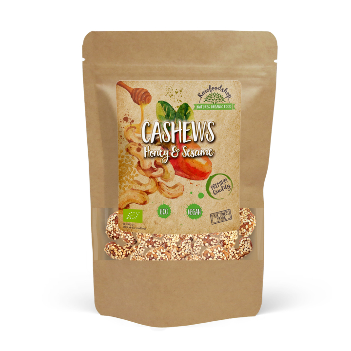 Cashewnøtter Honning & Sesam ØKO 200g i gruppen Råvarer & Drikke / Godteri og sjokolade / Snacks hos Rawfoodshop Scandinavia AB (CAJSE5-200)