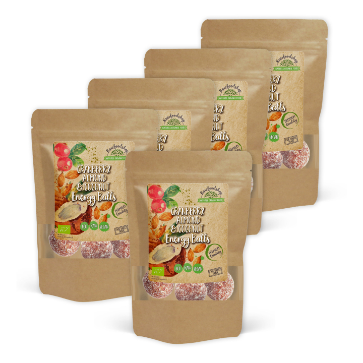 Tranebær Mandel Kokos Energikuler ØKO 100g x 5 pakker i gruppen Råvarer & Drikke / Spiskammer / Kjeks & Kaker hos Rawfoodshop Scandinavia AB (CRANCO3100-SET5)