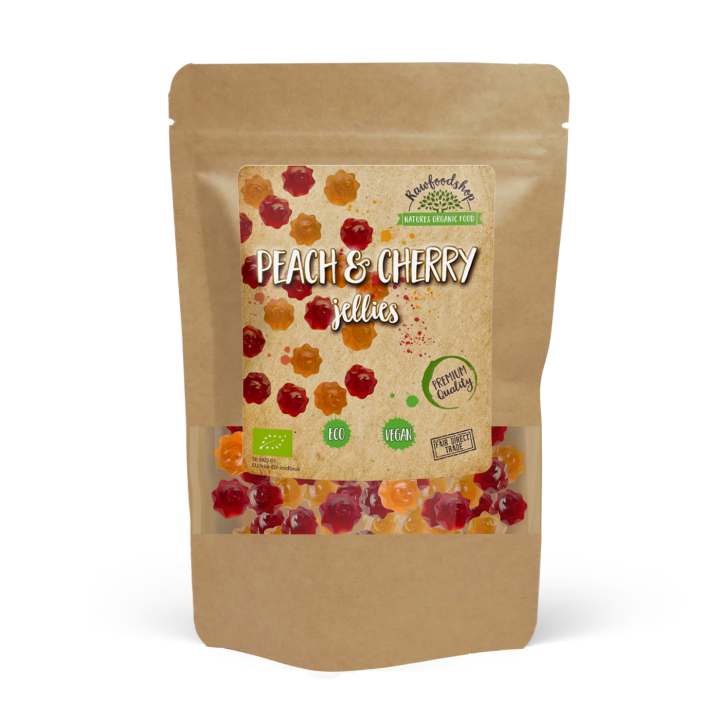 Fersken & Kirsebær Fruktgodteri ØKO 100g i gruppen Råvarer & Drikke / Godteri og sjokolade / Sukkertøy hos Rawfoodshop Scandinavia AB (DUOSOLEIL5-100)