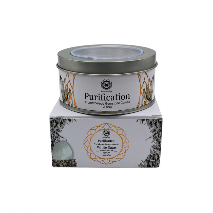 Krystalllys Purification White Sage 70g i gruppen Hjem & Sjel / Ritual & Seremoni / Duftoljer & Lys hos Rawfoodshop Scandinavia AB (GRE3416479)