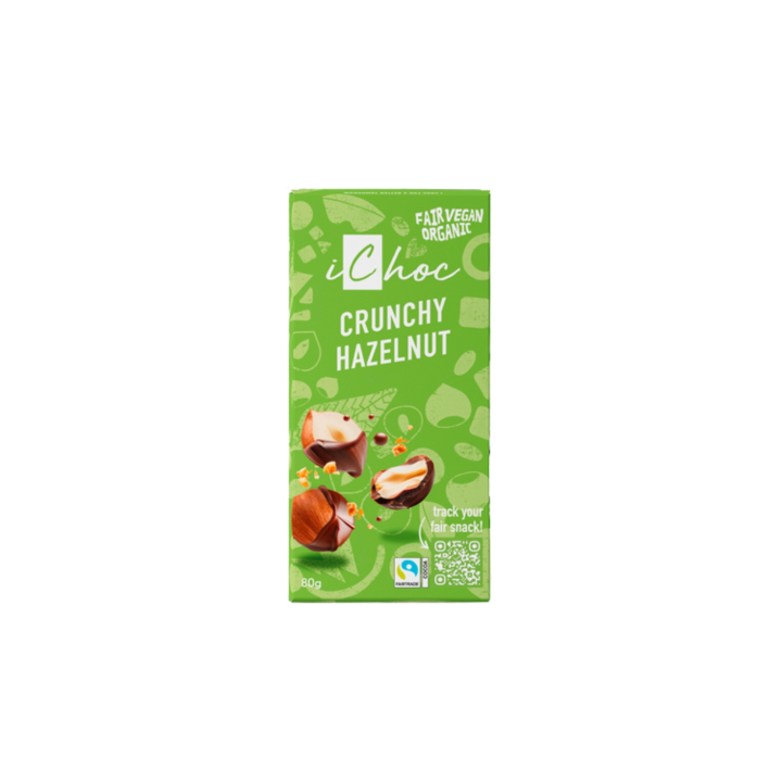 Sjokolade Crunchy Hazelnut ØKO 80g i gruppen Råvarer & Drikke / Godteri og sjokolade / Sjokolade og bars hos Rawfoodshop Scandinavia AB (ICHOC03)