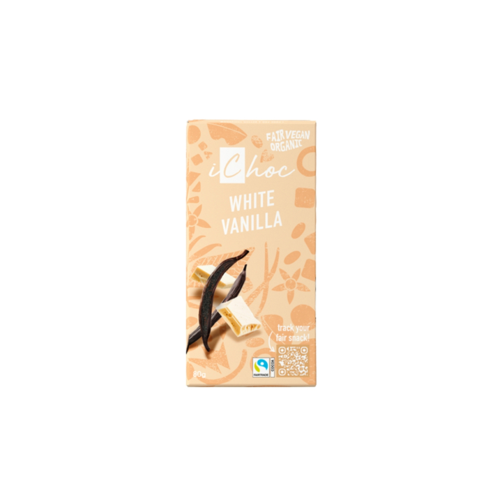 Sjokolade White Vanilla ØKO 80g i gruppen Råvarer & Drikke / Godteri og sjokolade / Sjokolade og bars hos Rawfoodshop Scandinavia AB (ICHOC06)