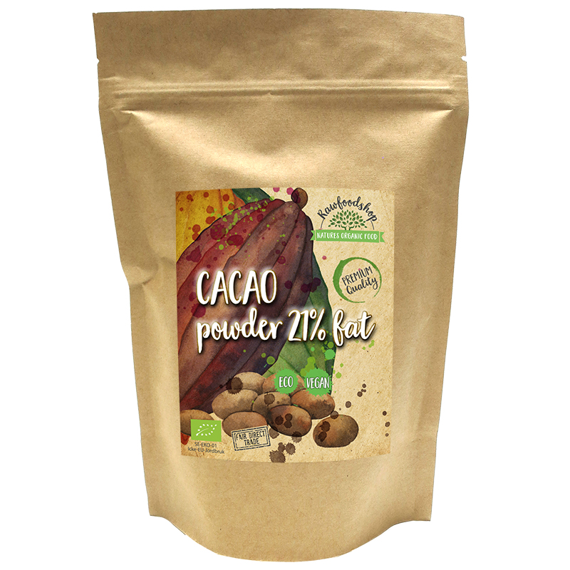 Kakaopulver 21% ØKO 1kg i gruppen Råvarer & Drikke / Baking og matlaging / Kakaoprodukter hos Rawfoodshop Scandinavia AB (KAKPU02)