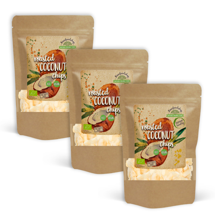 Kokoschips Premium Ristede ØKO 350g x 3 pakker i gruppen Råvarer & Drikke / Nøtter / Kokosnøtt hos Rawfoodshop Scandinavia AB (KCR35-SET3)