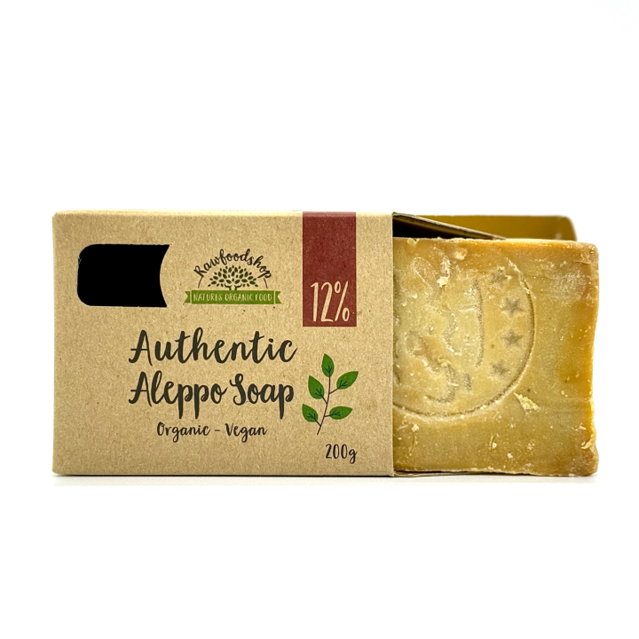 Aleppo-såpe Laurbærolje 12% ØKO 200g i gruppen Hud & Kropp / Kropp / Dusjsåpe hos Rawfoodshop Scandinavia AB (KNNBEC2)