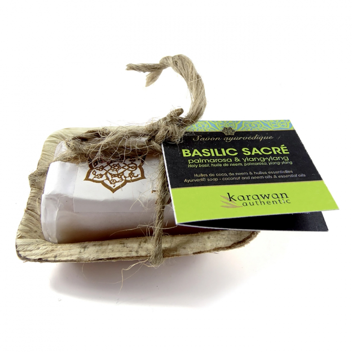 Ayurvedisk Såpe Basilikum 18g i gruppen Kroppspleie / Ferdige produkter / Såpe hos Rawfoodshop Scandinavia AB (KSA20BS-IN25)