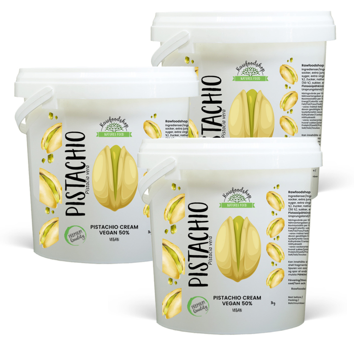 Pistasjkrem Vegansk 50% 1kg x 3 bokser i gruppen Råvarer & Drikke / Nøtter / Nøttesmør hos Rawfoodshop Scandinavia AB (L00220CPO1-SET3)