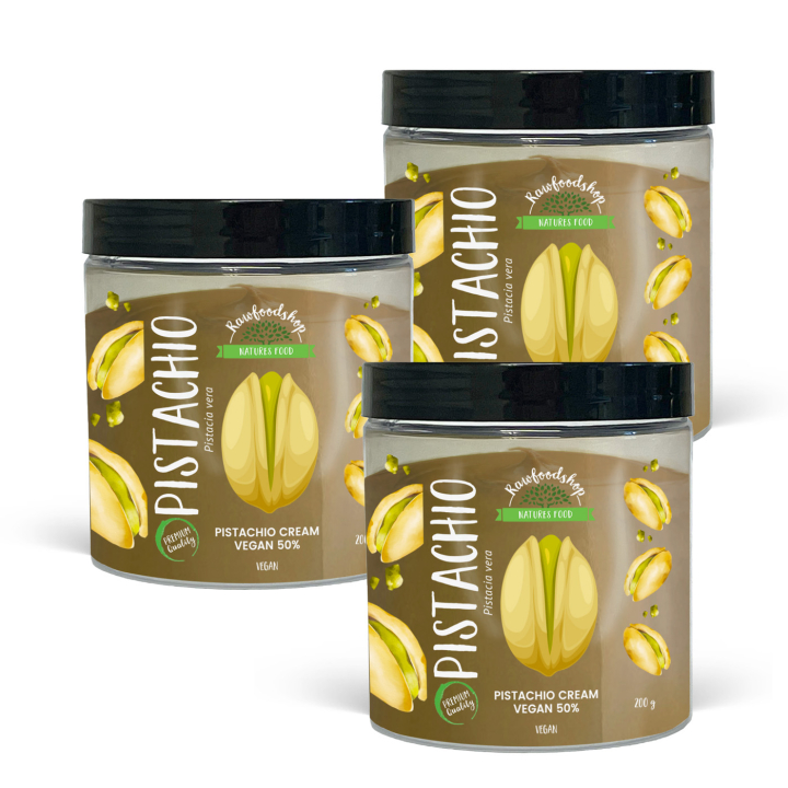 Pistasjkrem Vegansk 50% 200g x 3 bokser i gruppen Råvarer & Drikke / Nøtter / Nøttesmør hos Rawfoodshop Scandinavia AB (L00220CPO2-SET3)