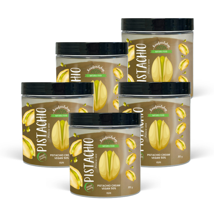 Pistasjkrem Vegansk 50% 200g x 5 bokser i gruppen Råvarer & Drikke / Nøtter / Nøttesmør hos Rawfoodshop Scandinavia AB (L00220CPO2-SET5)