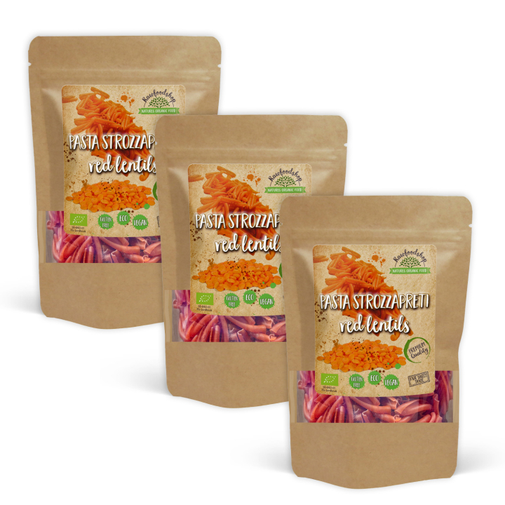 Pasta Strozzapreti Røde linser ØKO 250g x 3 pakker i gruppen Råvarer & Drikke / Spiskammer / Pasta og nudler hos Rawfoodshop Scandinavia AB (P22269-SET3)