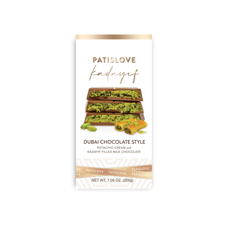 Dubai Sjokolade Pistasj 200g i gruppen Råvarer & Drikke / Godteri og sjokolade / Sjokolade og bars hos Rawfoodshop Scandinavia AB (PATISLOVE02)