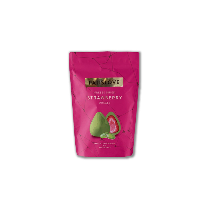 Jordbær i Hvit Sjokolade med Pistasj 90g i gruppen Råvarer & Drikke / Godteri og sjokolade / Snacks hos Rawfoodshop Scandinavia AB (PATISLOVE05)